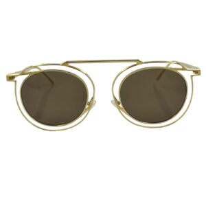 gafas monturas sol thierry lasry potentially metal doble aro redondo puente alto dorado marron optica hermo