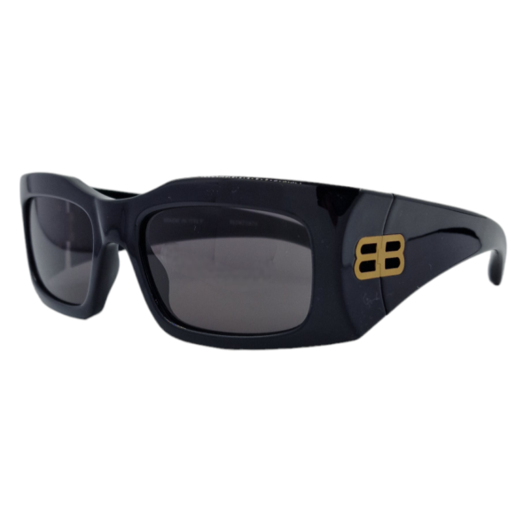 gafas monturas sol balenciaga bb0291s rectangular inyectado material bio negro gris optica hermo
