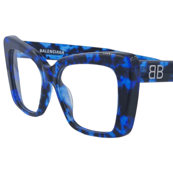gafas monturas graduado balenciaga bb0297o mariposa azul animal print negro mariposa cuadrado optica hermo