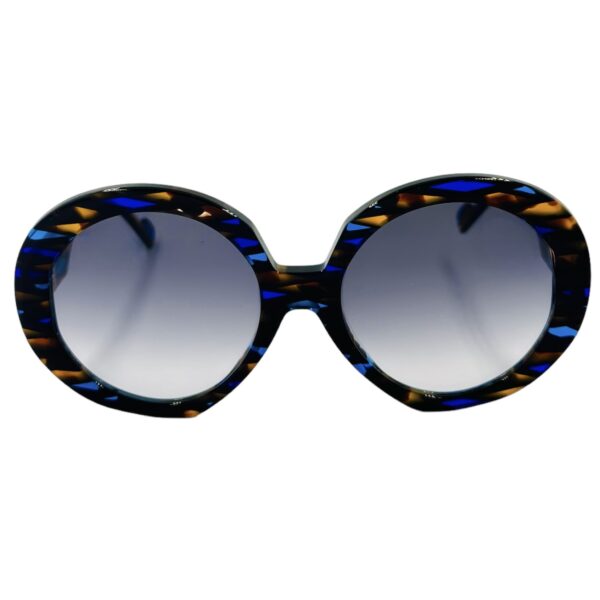 gafas monturas sol glare iva redondo grande acetato azul claro oscuro marron beige jaspeado hecho a mano optica hermo