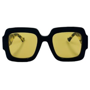 gafas monturas sol gucci gg1547s cuadrado acetato negro amarillo animal print dorado optica hermo