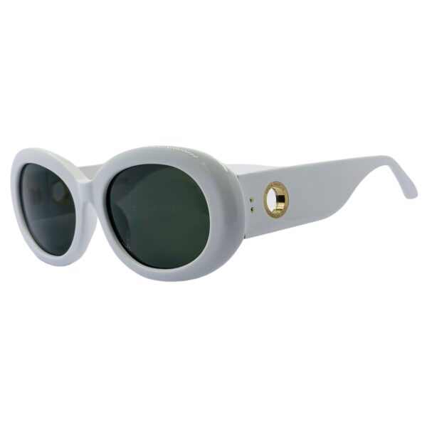 gafas monturas sol linda farrow lina lfl1462 ovalado acetato blanco gris optica hermo