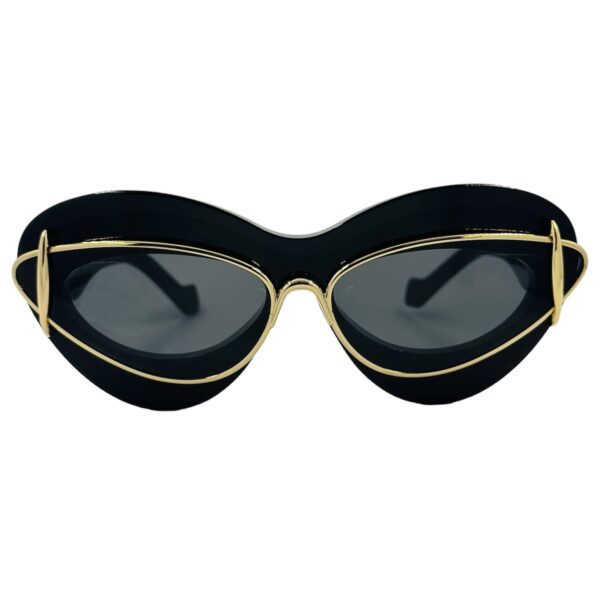 gafas monturas sol loewe cat-eye doble lw40119i negro dorado gris mariposa acetato metal optica hermo