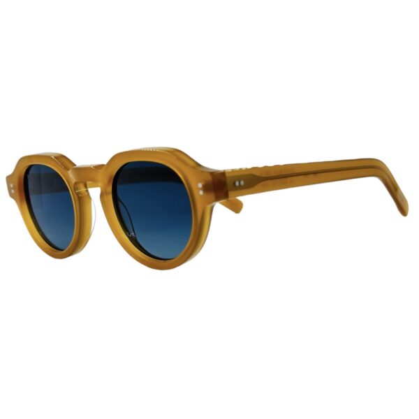 gafas monturas sol kaleos oppenheimer acetato redondo puente llave amarillo ambar azul degradado optica hermo