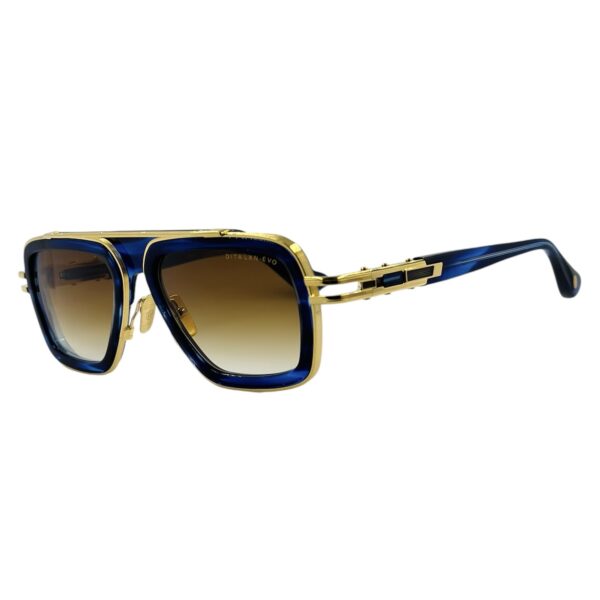 gafas monturas sol dita lnx-evo acetato cuadrado titanio rectangular azul remolino dorado oro optica hermo