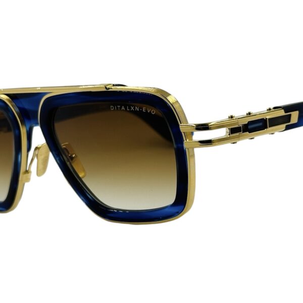 gafas monturas sol dita lnx-evo acetato cuadrado titanio rectangular azul remolino dorado oro optica hermo