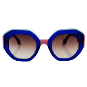 gafas monturas sol face a face frost 1 acetato hexagonal azul electrico rosa chicle azul cielo cian granate translucido marron degradado optica hermo optica diagonal optica toscana optica gran via vytria